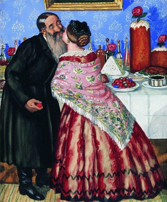Борис Кустодиев. Пасхальный обряд (Христосование), 1916 (577x700, 120Kb)
