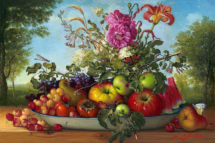Still Life with Floral and Fruit (700x466, 554Kb)
