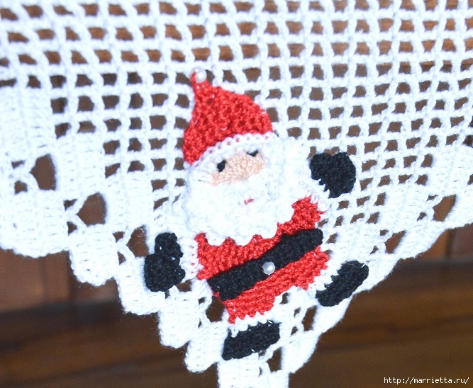 Санта Клаус и рождественская Пуансеттия крючком для украшения полотенца (1) (667x548, 283Kb)
