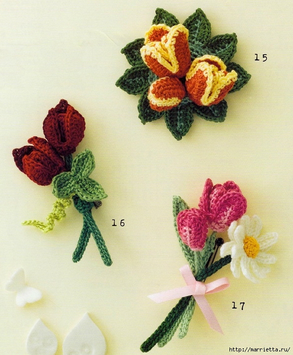 Цветы крючком для создания украшений. Схемы вязания (14) (577x700, 319Kb)