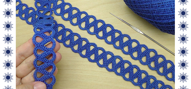 Ажурное ленточное кружево. Вязание крючком / Ribbon lace crochet