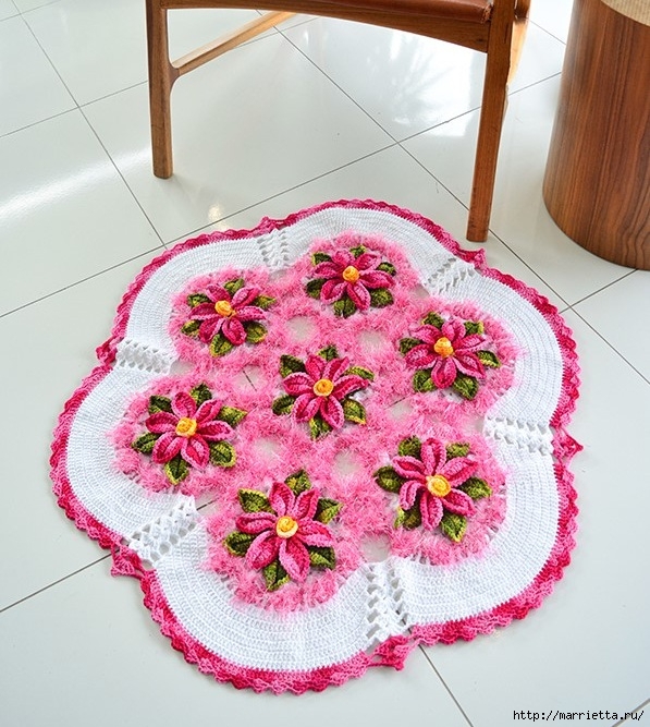 Декоративный цветочный коврик крючком (1) (597x667, 303Kb)