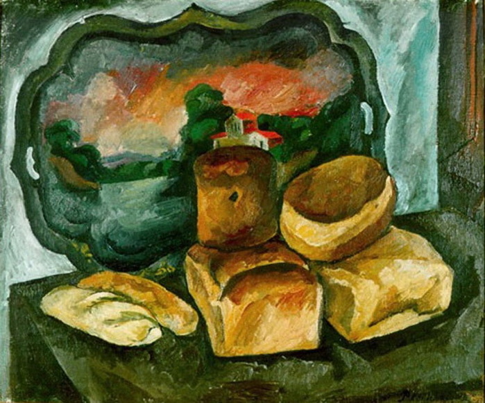 8 Петр Кончаловский. Хлебы на фоне подноса. 1912Рыбинский государственный историко-архитектурный и художественный музей-заповедник, Рыбинск, Ярославская област (700x581, 152Kb)