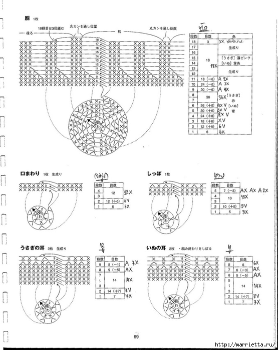 Игрушки АМИГУРУМИ крючком. Японский журнал со схемами (70) (555x700, 218Kb)
