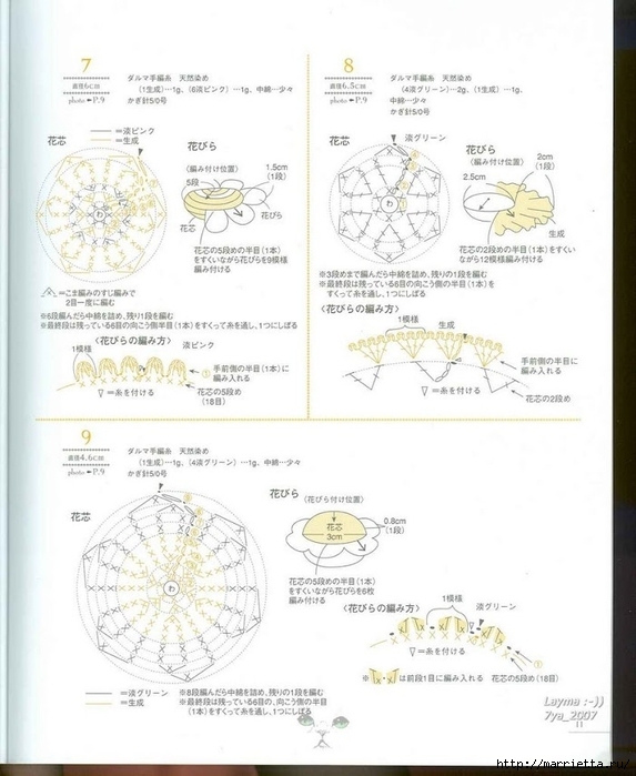 Цветочные мотивы крючком. Японский журнал со схемами (9) (573x699, 200Kb)