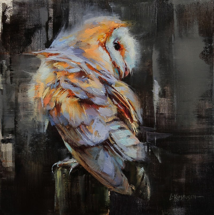 Painting by Lindsey Kustusch Not so Common Barn Owl (696x700, 483Kb)