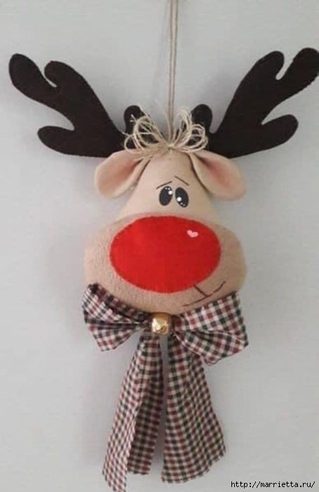 Рождественские олени - текстильные игрушки-подвески (3) (455x700, 137Kb)