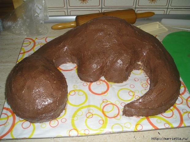 Детский 3d торт «Динозаврик» из сахарной мастики (5) (620x465, 157Kb)