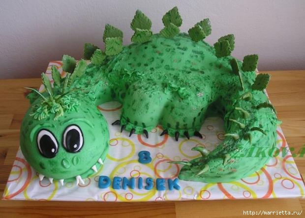 Детский 3d торт «Динозаврик» из сахарной мастики (7) (620x444, 142Kb)