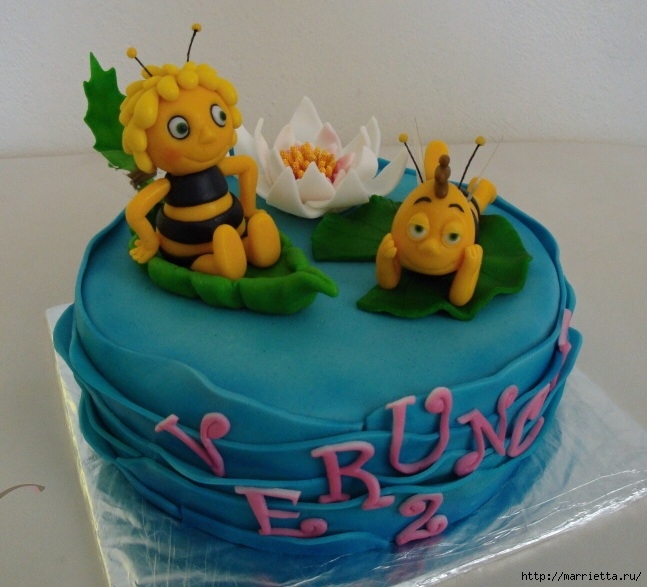 Детский торт с пчелкой Майей из сахарной мастики (1) (647x587, 204Kb)