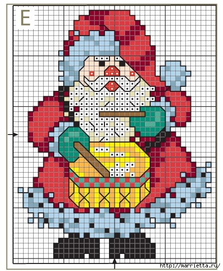 Санта Клаус на подушке. Схемы вышивки крестом (4) - копия (444x540, 224Kb)