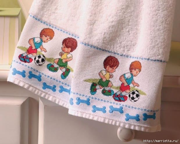 Вышивка «Футболисты» для детского полотенца (2) (619x496, 190Kb)