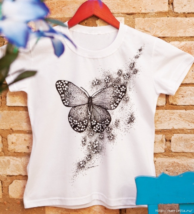 Бабочка на футболке. Роспись акрилом (2) (633x700, 304Kb)