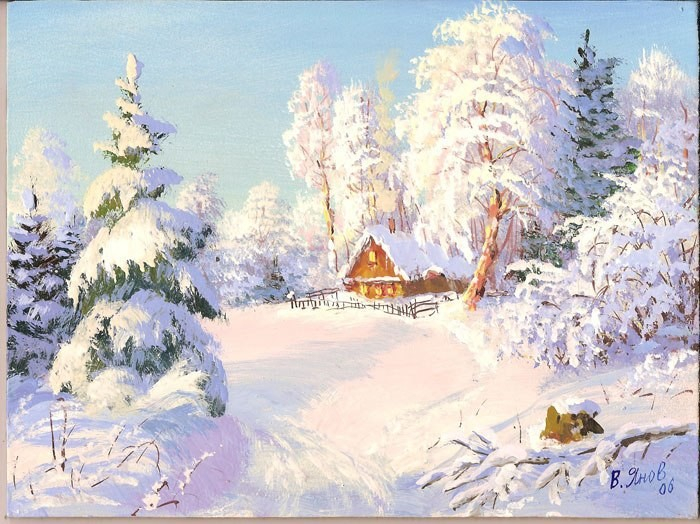Виктор Янов зимний пейзаж 6 (700x524, 387Kb)