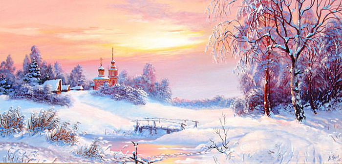 Виктор Янов зимний пейзаж 12 (700x336, 342Kb)