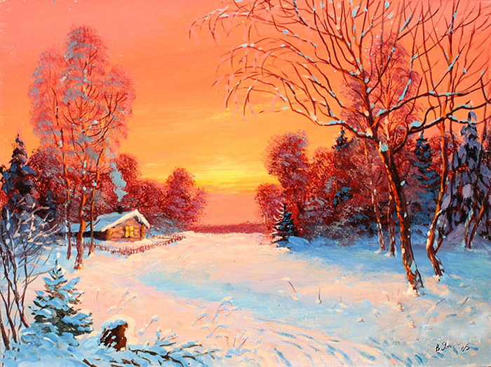 Виктор Янов зимний пейзаж 16 (700x524, 558Kb)