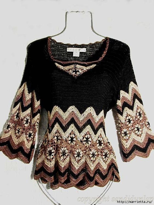Полосатый пуловер крючком (2) (524x700, 273Kb)