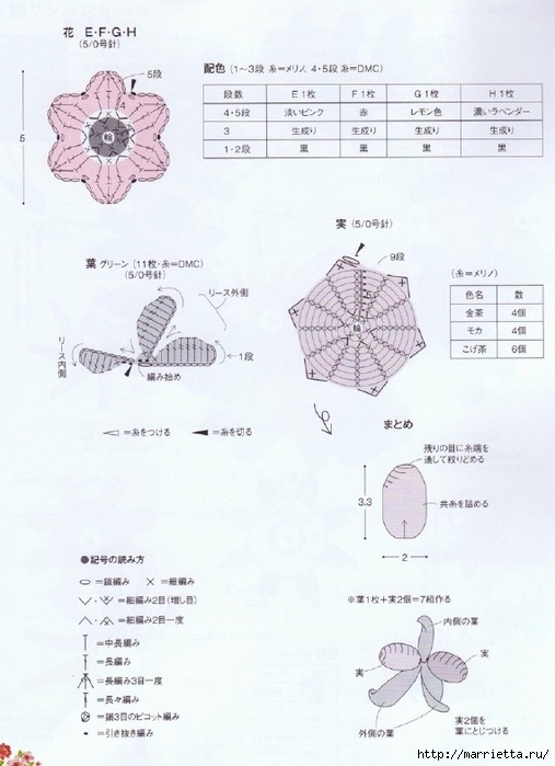 Вязаные крючком цветочные венки. Схемы (12) (507x700, 212Kb)
