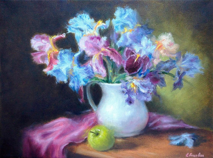 Елена Кацевал цветочные натюрморты 12 (700x518, 451Kb)