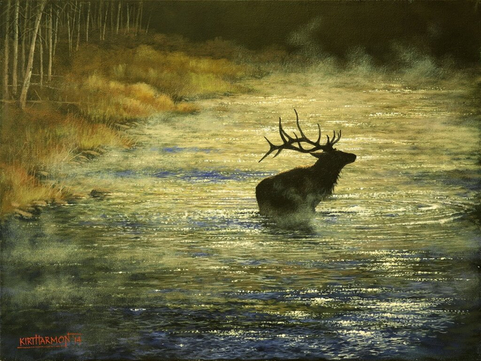 Misty Morning Elk (700x525, 433Kb)