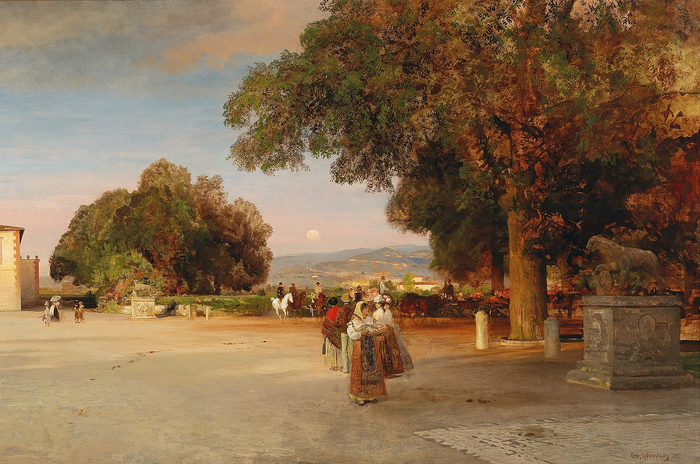 1280px-Oswald_Achenbach_-_Scene_at_dusk_on_the_terrace_of_Villa_Grazioli_in_Grottaferrata (700x464, 425Kb)