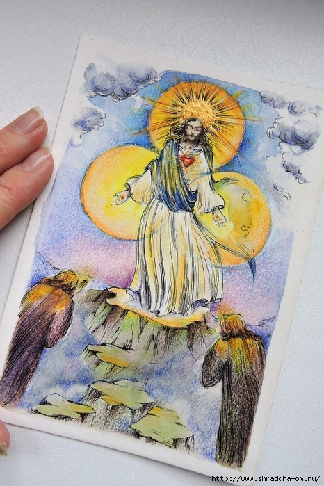 рисунок на евангельскую тему Преображение, художник Ольга Лялина, ShraddhaArt 2023 (3) (466x700, 336Kb)