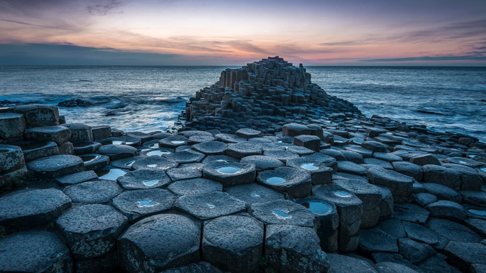 The Giants Causeway 15 minutes after sunset in Co.Antrim, Northern Ireland (700x393, 361Kb)