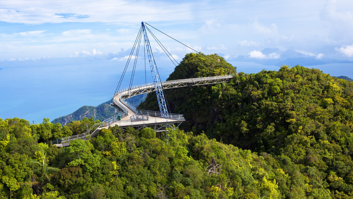Langkawi Sky Bridge over the tropical rainforest island landscape, Malaysia (700x393, 392Kb)