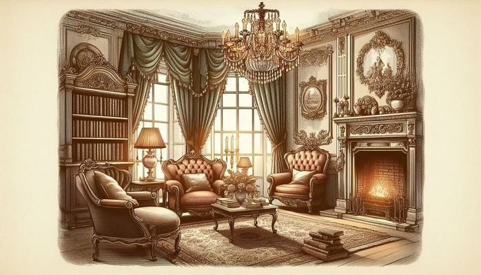 Vintage Styl Illustration eines europäiscen Raum5 (700x399, 68Kb)