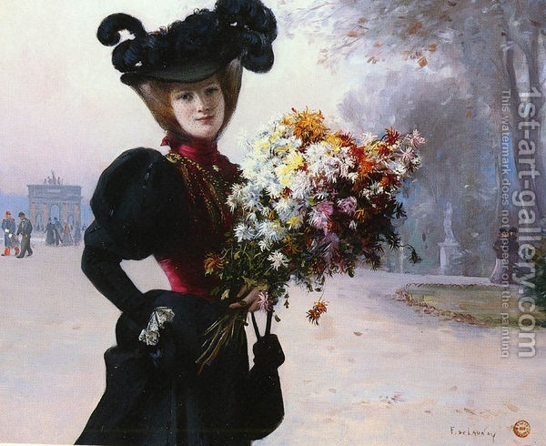 Fernand de Launay : La Femme Au Fleurs, Jardin Du Tuileries