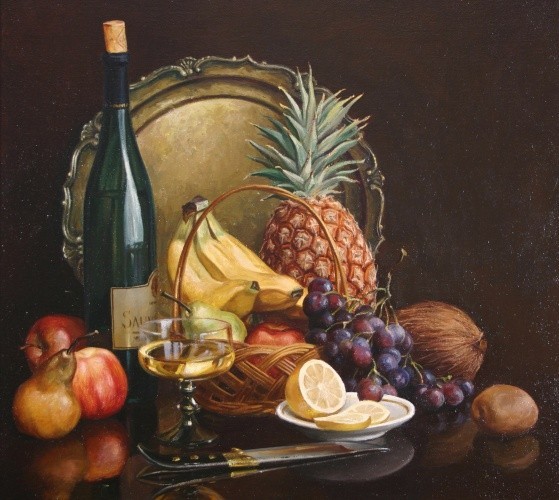 Натюрморт с вином и фруктами 
