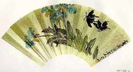 Веер с цветами и бабочками. Ци Бай-ши (Qi Bai-shi)