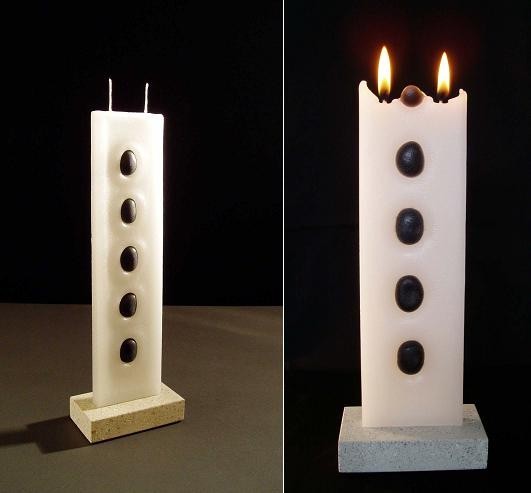 Двухфитильные свечи со вставками.