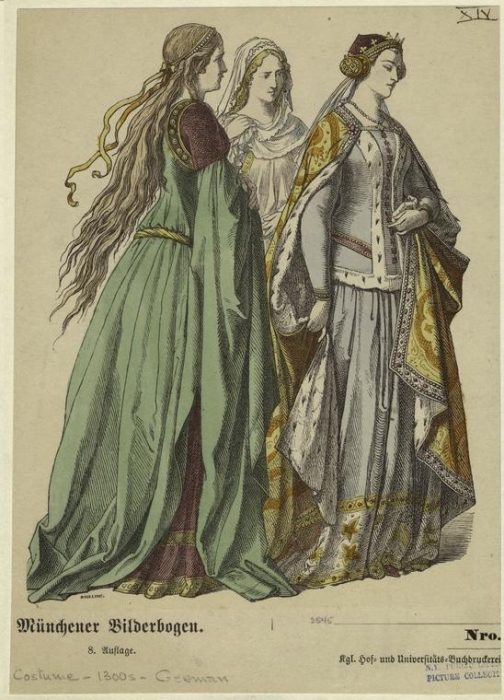 [Women in long dresses, Germany, 14th century.].jpg