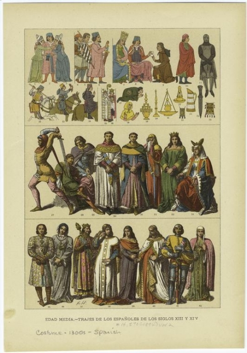 Edad media - trajes de los espanoles de los siglos XIII y XIV..jpg