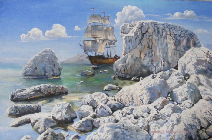 Рисунок корабли на камнях Рисунок корабли на камнях