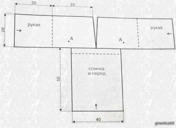 Простая выкройка туники с рукавом Простая выкройка туники с рукавом