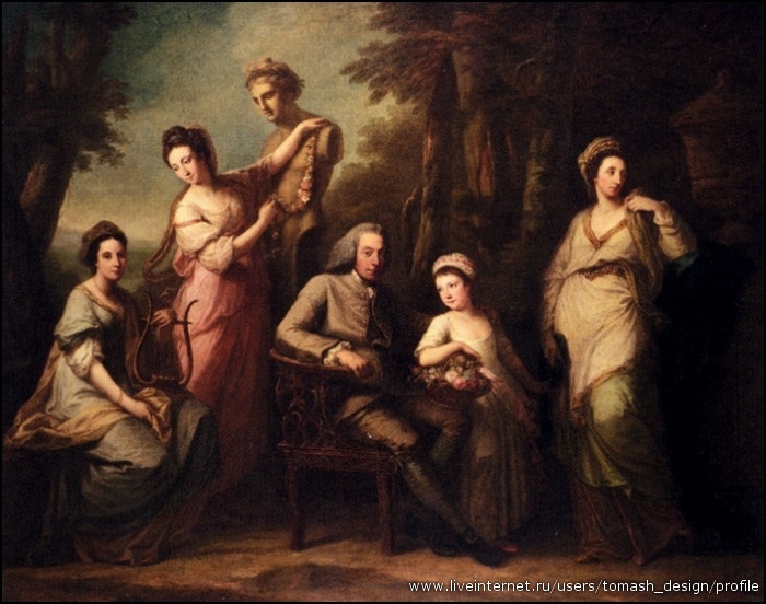 Kauffmann  Angelica  Portrait  Of  Philip  Tisdal  With  His  Wife  And  Family