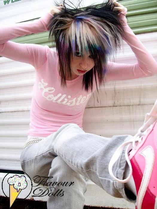Ebony messy skinny emo