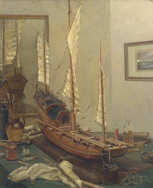 3623822_A_Rigged_Model_Of_A_Seagoing_Chinese_Junk_Upon_A_Table_With_Artists_Materials_Surrounding_It (512x628, 57Kb)