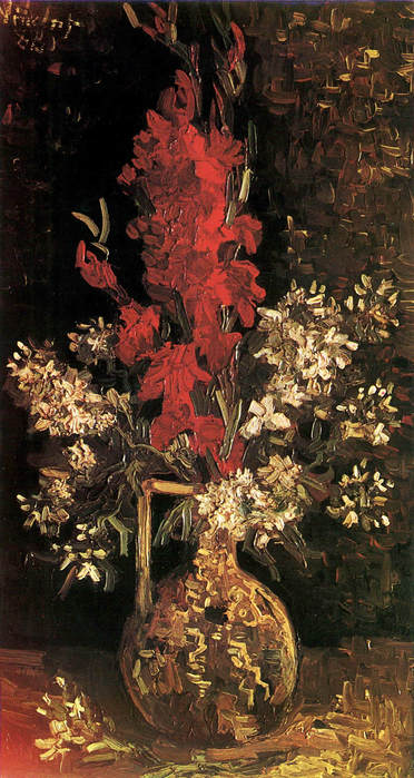 Vase with Gladioli and Carnations, 1886 (372x700, 71Kb)