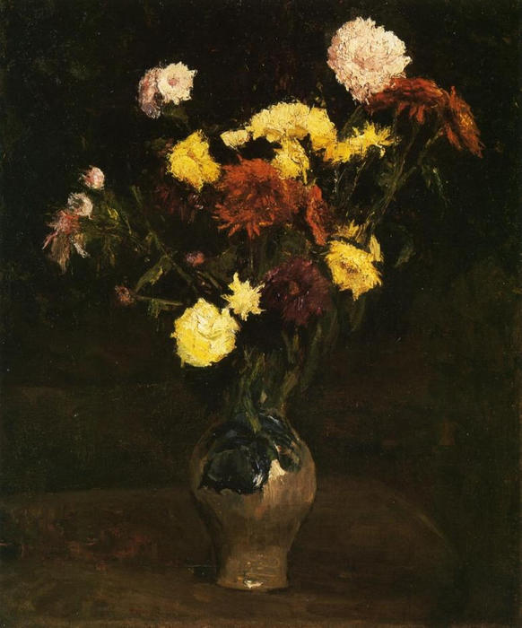 Basket of Carnations and Zinnias, 1886 (582x700, 58Kb)