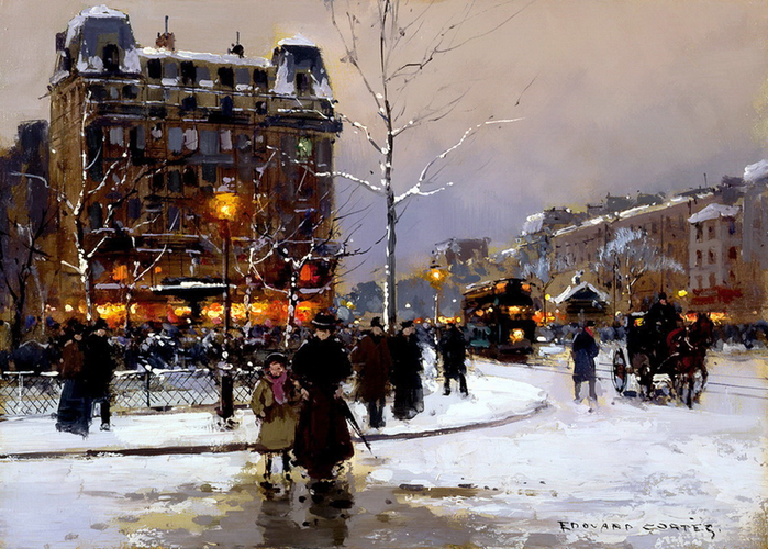 edouard_leon_cortes_a3693_place_pigalle_in_winter (700x500, 481Kb)