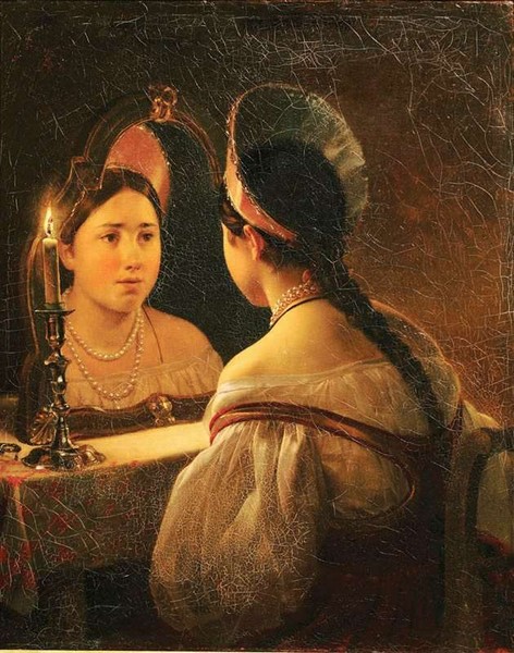 Женщина стоит возле зеркала изображение_Фото номер _JPG Формат изображения_altaifish.ru