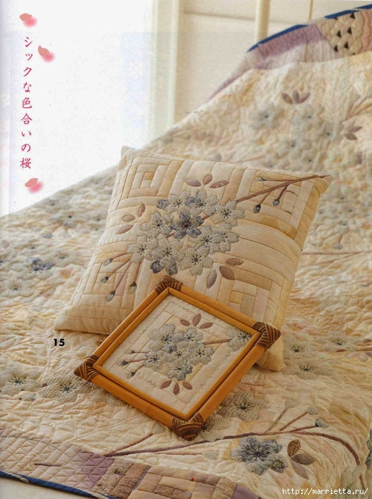 Японский квилт. Очень красивая подушка и лоскутное одеяло (10) (521x700, 314Kb)