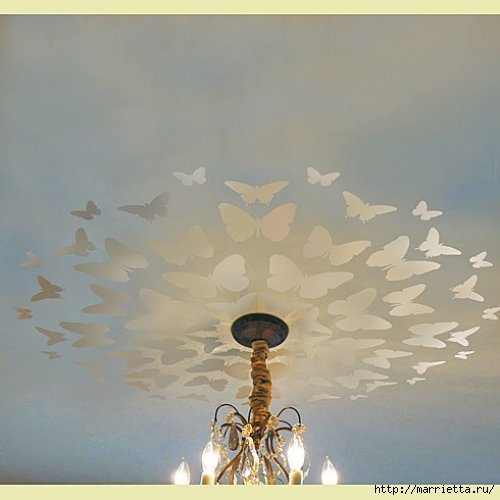 Порхающие бабочки в интерьере. Трафареты для стен и потолка (40) (500x500, 85Kb)