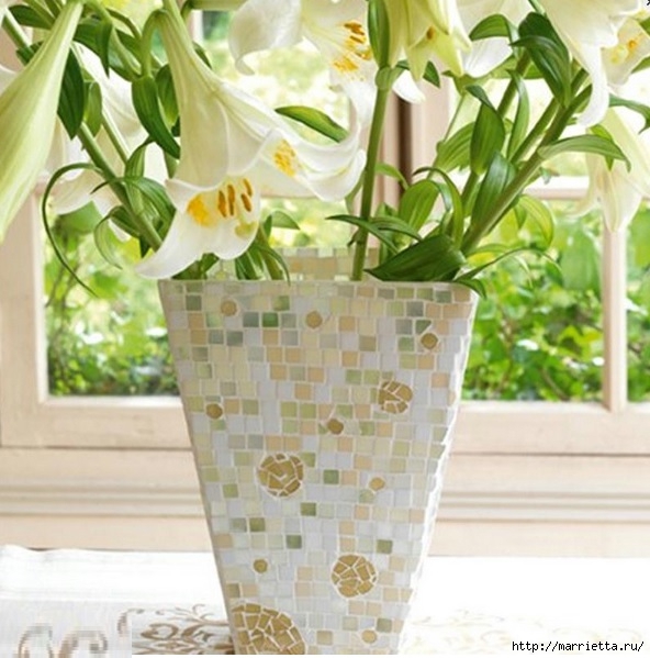 Декорирование стеклянной вазы мозаикой (10) (592x599, 191Kb)