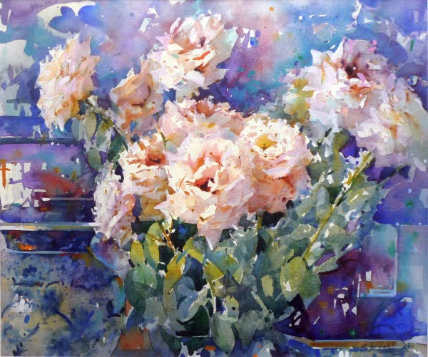 Geoffrey Wynne watercolour roses acuarela rosas (600x501, 344Kb)