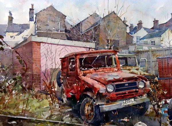 Geoffrey Wynne Stoke on Trent watercolour acuarela commercial street (600x442, 266Kb)