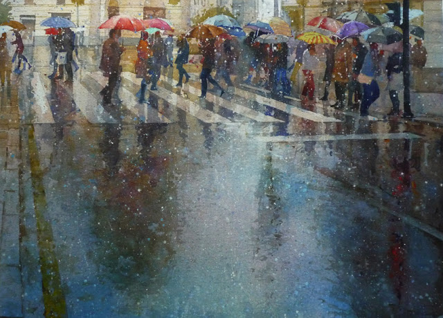 Geoffrey Wynne watercolour raining December acuarela lluvia aquarelle (640x460, 309Kb)